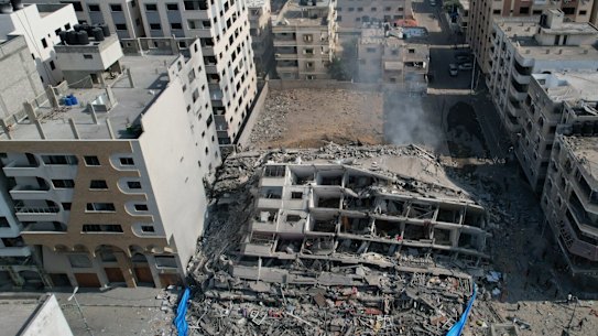 A relentless bombing campaign has flattened parts of Gaza City, including in Rimal.
