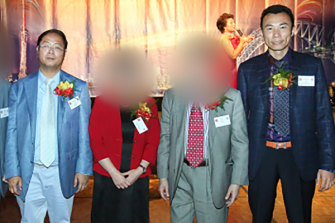 Xiongming Xie (far right) was arrested in July. He is a former Crown Casino high-roller agent and former deputy to Chinese billionaire Huang Xiangmo (left) at the Chinese Communist Party's lobbying body.