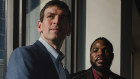 Dr. David Fajgenbaum, left, with Joseph Coates, after finding a lifesaving drug regimen for Coates that an artificial intelligence model suggested