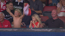 Barry Hall and his kids celebrate a goal.