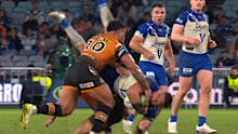 Latu Fainu will miss three weeks for this tackle on Leo Thompson.