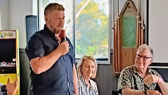 Golin (left), Young and Rendalls at a chamber of commerce meeting on Macleay Island this week. 