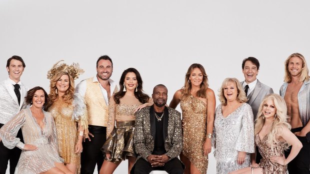 The 2019 cast of <i>Dancing with the Stars</I>: Jimmy Rees (left), Cassandra Thorburn, Constance Hall, Miguel Maestre, Olympia Valance, Sir Curtly Ambrose, Michelle Bridges, Denise Scott, Samuel Johnson, Courtney Act and Jett Kenny.