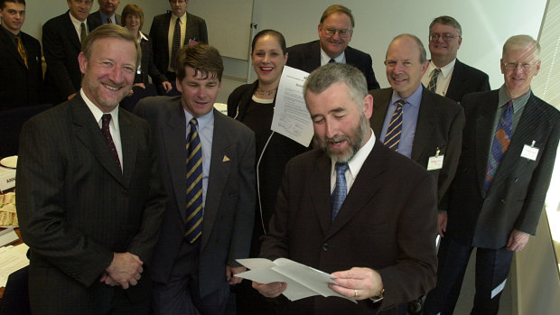  Opposition Leader Gary Humphries with Liberal MLAs Steve Pratt, Brendan Smyth, Helen Cross and Bill Stefaniak in 2002.