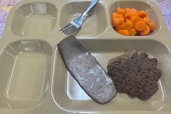 An image of a meal purportedly from onboard the Abraham Lincoln that circulated on social media earlier this year.