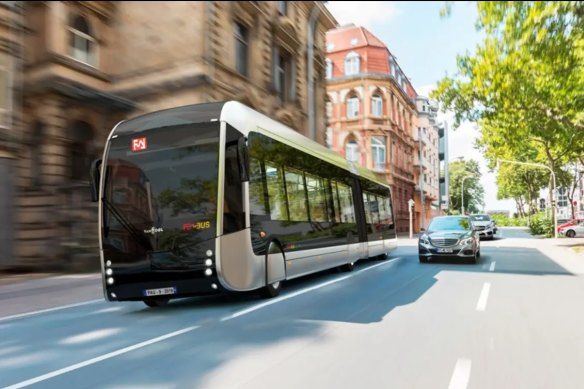 A hydrogen-powered bus in the French city of Pau.