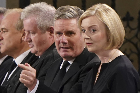 Starmer with former prime minister Liz Truss following the death of Queen Elizabeth II in September, 2022.