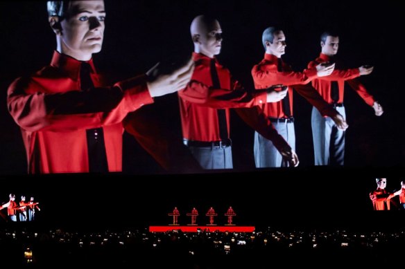 Kraftwerk on an earlier date of their 2023 world tour, which reaches Australia in December.