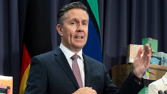 Health Minister Mark Butler delivers a press conference on vaping restrictions.