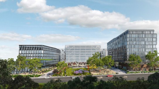 A render of Stockland’s $2 billion M_Park innovation precinct at Macquarie Park in Sydney.
