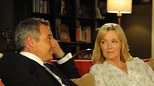 Cameron Daddo and Rebecca Gibney during Daddo’s run on Packed to the Rafters.