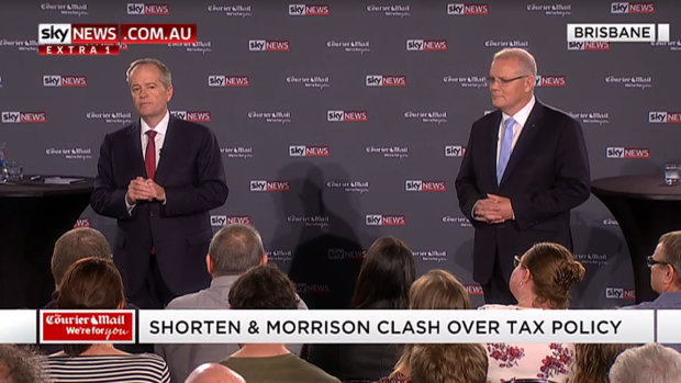 Bill Shorten and Scott Morrison face off in Brisbane.