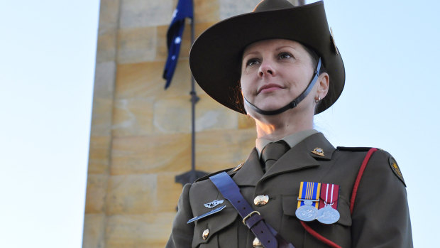 Lieutenant Colonel Natalie Wigg at the 2018 Dawn Service in Fremantle. 
