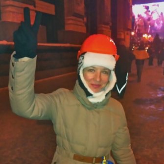 Hanna Kovalska during the Maidan revolution in 2013.