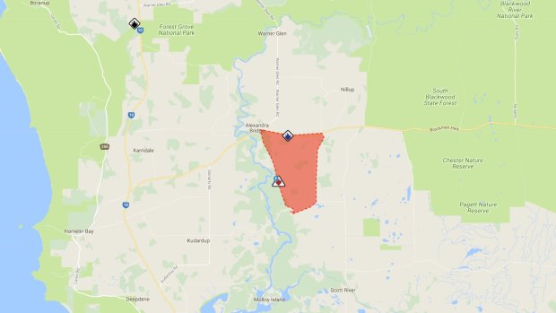 A bushfire emergency warning has been issued for parts of the Shire of Augusta-Margaret River.