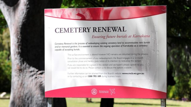 The plan to renew a section of the cemetery is advertised at the site.