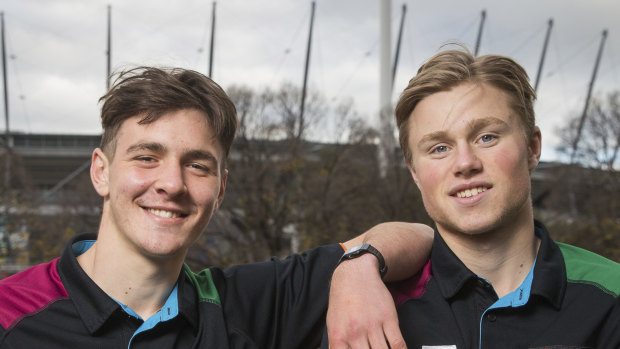 Errol Gulden (L) and Braeden Campbell, from the Sydney Swans academy, have caught the eye of recruiters.