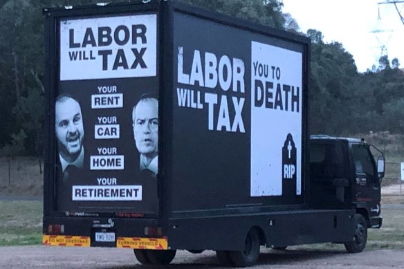 A Liberal Party campaign truck in the Australian Capital Territory in 2019.
