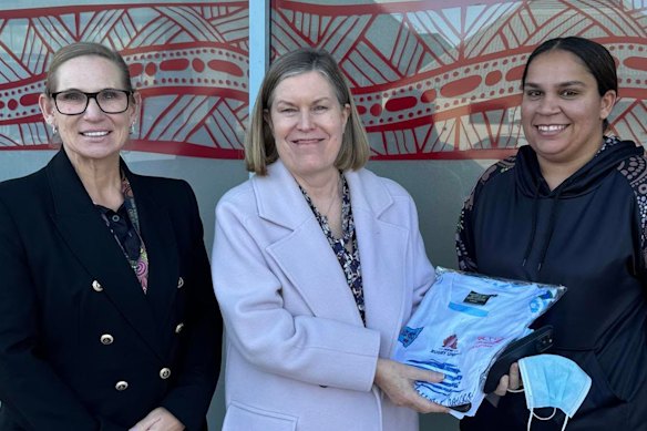 NSW Chief Health Officer Kerry Chant (centre) on a tour of Dubbo Aboriginal Medical Service on June 21, 2024.