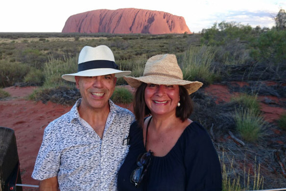Kris Ferguson and his wife Marcia Ferguson-Roa at Uluru in 2017. 
