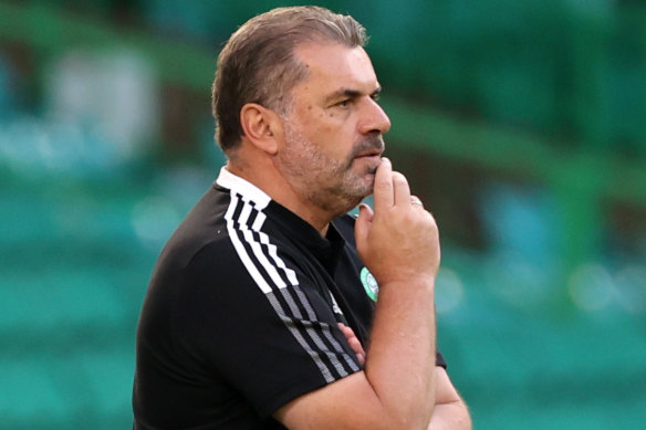 Ange Postecoglou during last week’s first leg in Glasgow.