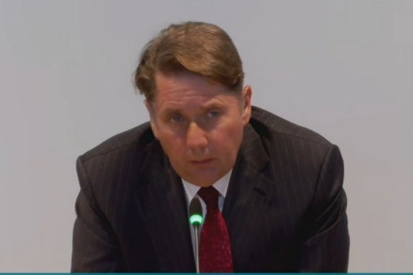 Matt Bekier appears before the casino inquiry in NSW on Tuesday.