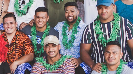 Brumbies Polynesian players at the club's Pasifika Day on Sunday.  