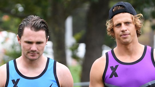 Think of the kids: Patrick Dangerfield and Nat Fyfe say AFLX is aimed at a younger audience.