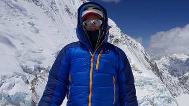 Steve Plain on Everest before the ascent that completed the seven summits in a record 117 days.