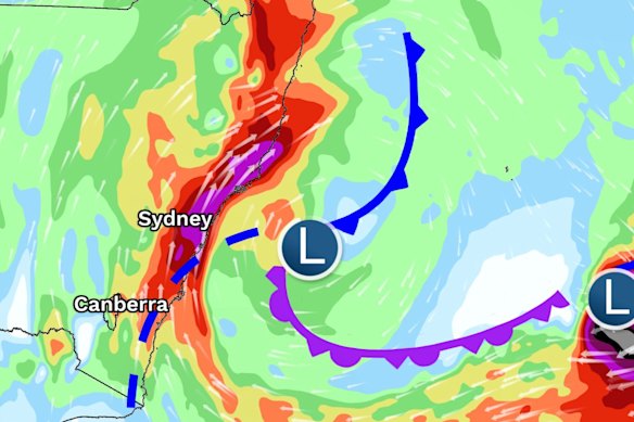 A vigorous coastal low will lash the NSW coast with high winds and thunderstorms from Tuesday.