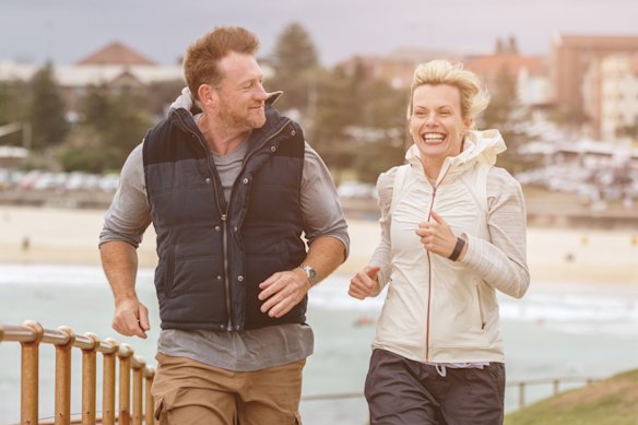 Couple running at Bondi