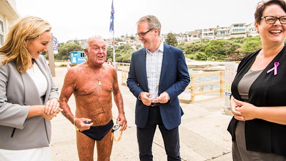 NSW Labor leader Michael Daley meets the locals in Coogee on Saturday.