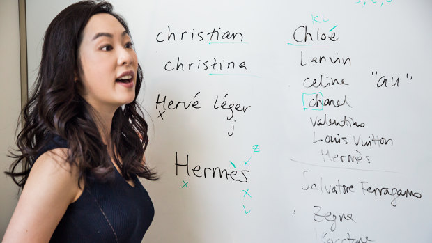 Sara Jane Ho teaches a two-week class that costs $16,000 for students who want to learn to properly pronounce foreign luxury brands like Hermes and Givenchy