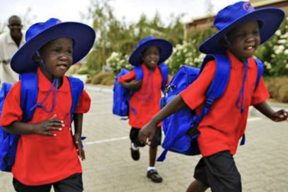 The brothers on the morning of their first day at school in February, 2009.