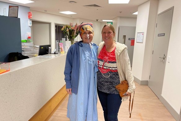 Anita Grace with her friend Angela Wilmot at St John of God Subiaco Hospital.