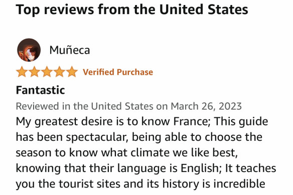A review left for Mike Steves’ Paris guidebook on Amazon.