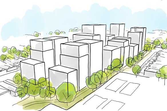 An artist’s illustration of what the former VicRoads site in Kew could look like.