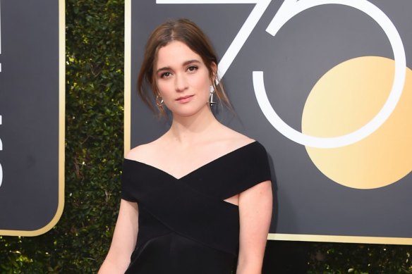 Alice Englert arrives at the Golden Globe Awards.