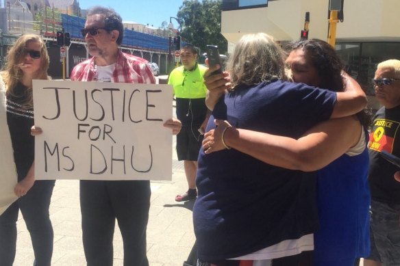 Ms Dhu’s family members at a coronial inquest into her death in 2016.