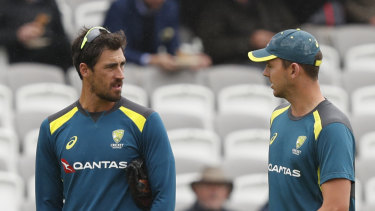 Mitchell Starc (left) has endured a dramatic fall from grace during the Ashes series so far.