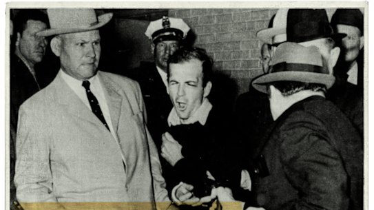November 24, 1963: John F Kennedy’s assassin, Lee Harvey Oswald, is shot dead by Dallas nightclub owner Jack Ruby as police look on.
