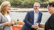 In the lead: Opposition Leader Michael Daley in Coogee with local candidate Marjorie O’Neill and Shadow Minister for the Environment Penelope Sharpe on Saturday.