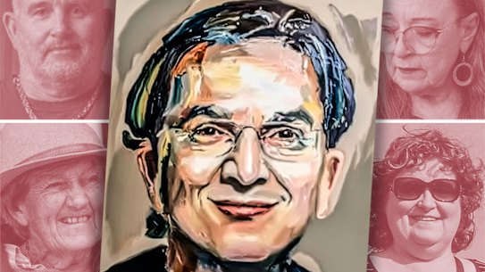 Munjed Al Muderis (portrait by Anh Do) and the victims who led to his court defeat.