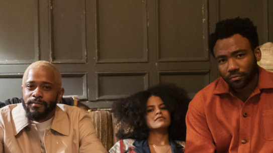 <i>Atlanta</i>’s third season brings the gang to Europe. From left: Brian Tyree Henry, LaKeith Stanfield, Zazie Beetz and Donald Glover.