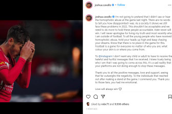 Josh Cavallo called out the abuse he received during the match against Victory.