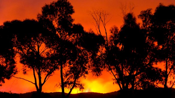 The fire at Chum Creek as seen from Healesville on Black Saturday.