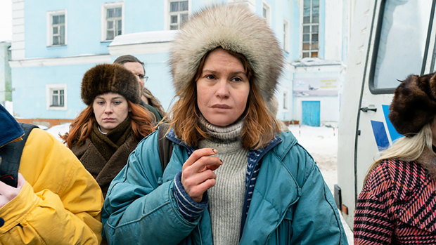 Seidi Haarla stars as Laura, who undertakes a long train trip from Moscow to see the obscure petroglyphs of Murmansk.
