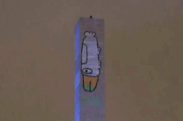 A man has spray-painted a Pam the Bird tag on the Bolte Bridge.