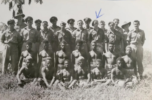 A group of coast watchers – the arrow points to Jim Burrowes.