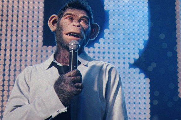 Jonno Davies plays a monkey version of Robbie Williams in the biopic Better Man.